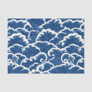 japanisch Inspiriertes Seamless Ocean Wave Muster Seidenpapier