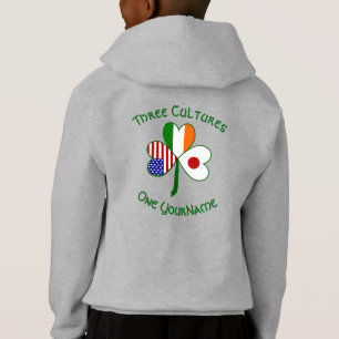 Japanisch Irish American Flags Kleeblatt Ihr Name Hoodie