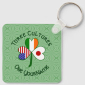 Japanisch Irish American Flags Kleeblatt Ihr Name Schlüsselanhänger (Rückseite)