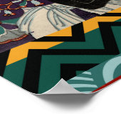 Japanisch Kabuki Samurai farbenfrohe Schlachtszene Poster (Ecke)