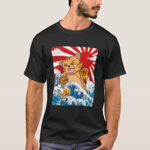 Japanisch Kaiju Kat Anime Manga Otaku Waves Ocean  T-Shirt