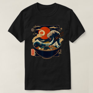Japanisch Kanagawa Wave Ramen Graphic Retro Anime T-Shirt