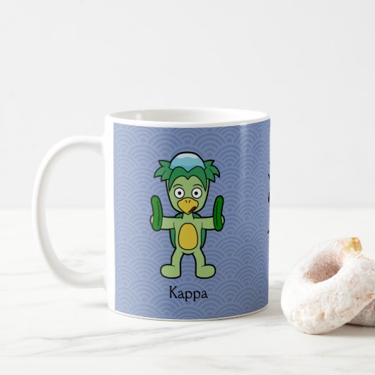Japanisch Kappa Imp: Cartoon Yokai Kaffeetasse (Mit Donut)