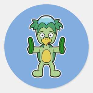 Japanisch Kappa Yokai (mit Gurken) Runder Aufkleber