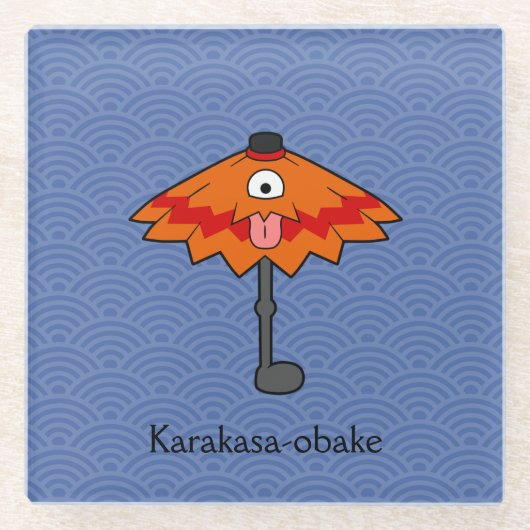 Japanisch Karakasa Umbrella Ghost: Cartoon Yokai Glasuntersetzer (Vorderseite)