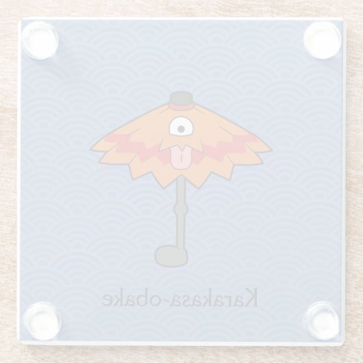 Japanisch Karakasa Umbrella Ghost: Cartoon Yokai Glasuntersetzer (Rückseite)