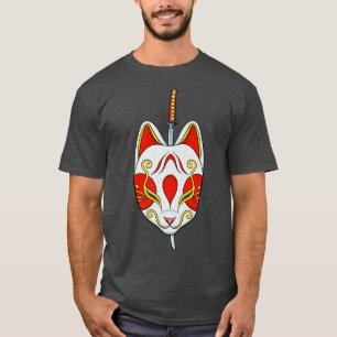 Japanisch Katana Anime Mask Manga Cat (2) T-Shirt