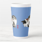 Japanisch Katze schwarz und weiß schlafen Milchtasse (Vorderseite)