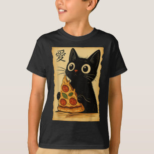 Japanisch Kawaii Anime Cat Pizza Ästhetische Katze T-Shirt