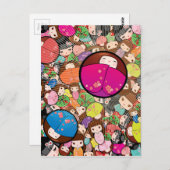 Japanisch Kawaii Kokeshi Dolls Postkarte (Vorne/Hinten)