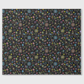 Japanisch Kawaii Kultur Doodles auf schwarz Geschenkpapier (Flach)