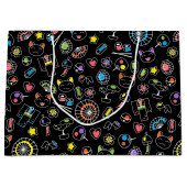 Japanisch Kawaii Kultur Doodles auf schwarz Große Geschenktüte (Vorderseite)