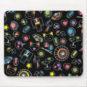 Japanisch Kawaii Kultur Doodles auf schwarz Mousepad (Vorne)