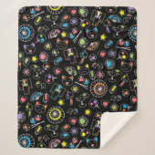 Japanisch Kawaii Kultur Doodles auf schwarz Sherpadecke (Vorderseite)