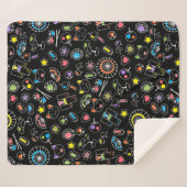 Japanisch Kawaii Kultur Doodles auf schwarz Sherpadecke (Vorderseite (Horizontal))