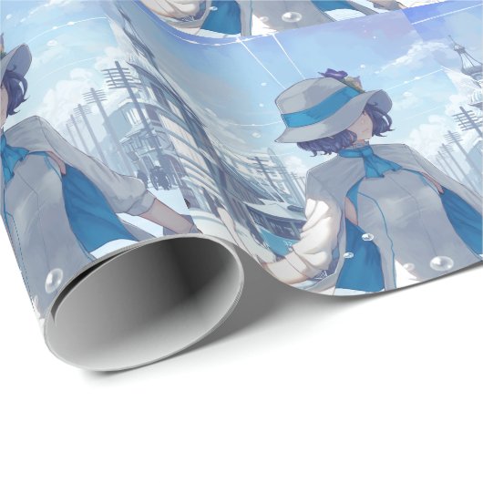 Japanisch kawaii niedliche Anime Girl T - Shirt Geschenkpapier (Rolleneckpunkt)