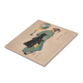 Japanisch Kimono Frau Courtesan Artwork Fliese (Seite)