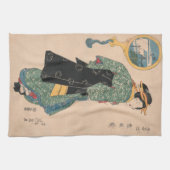 Japanisch Kimono Frau Courtesan Artwork Geschirrtuch (Horizontal)