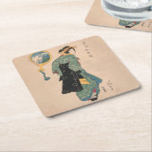 Japanisch Kimono Frau Courtesan Artwork Rechteckiger Pappuntersetzer (angewinkelt)