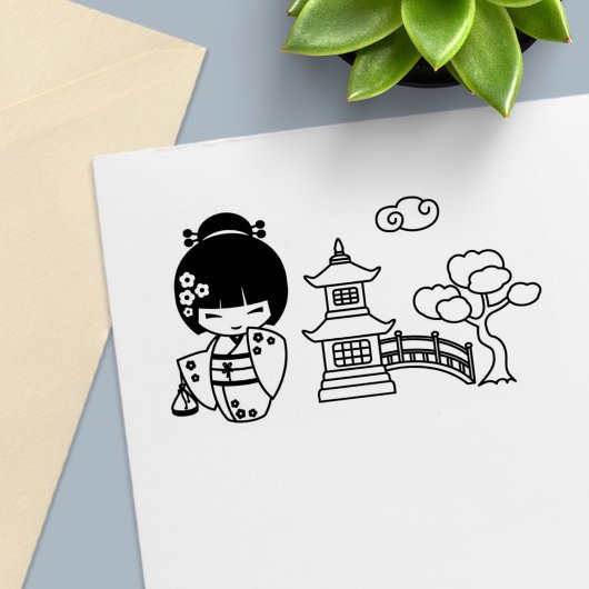 Japanisch Kimono Girl Scrapbook Permastempel