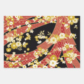 Japanisch Kimono Mix Muster Geschenkpapier Set (Vorderseite)