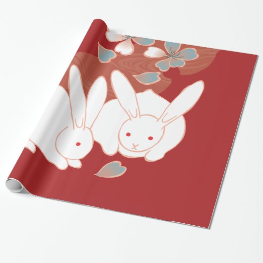 Japanisch Kimono Niedlich Rabbits Fine Art Geschenkpapier (Ungerollt)