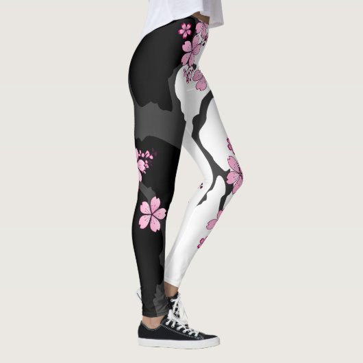 Japanisch Kimono Schwarz und Weiß Leggings (Rechts)