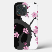Japanisch Kimono Schwarz-Weiß-Rosa Sakura Case-Mate iPhone Hülle (Rückseite)