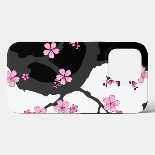 Japanisch Kimono Schwarz-Weiß-Rosa Sakura Case-Mate iPhone Hülle (Rückseite (Horizontal))