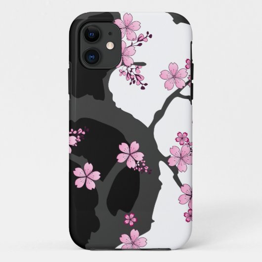 Japanisch Kimono Schwarz-Weiß-Rosa Sakura Case-Mate iPhone Hülle (Rückseite)
