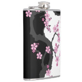 Japanisch Kimono Schwarz-Weiß-Rosa Sakura Flachmann (Rechts)