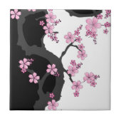 Japanisch Kimono Schwarz-Weiß-Rosa Sakura Fliese (Vorderseite)