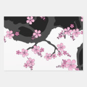 Japanisch Kimono Schwarz-Weiß-Rosa Sakura Geschenkpapier Set (Vorderseite 3)