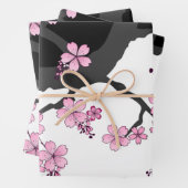 Japanisch Kimono Schwarz-Weiß-Rosa Sakura Geschenkpapier Set (Beispiel)