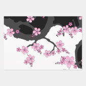 Japanisch Kimono Schwarz-Weiß-Rosa Sakura Geschenkpapier Set (Vorderseite)
