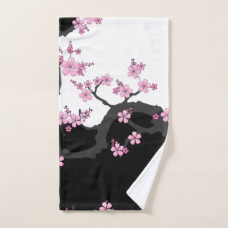 Japanisch Kimono Schwarz-Weiß-Rosa Sakura Handtuch