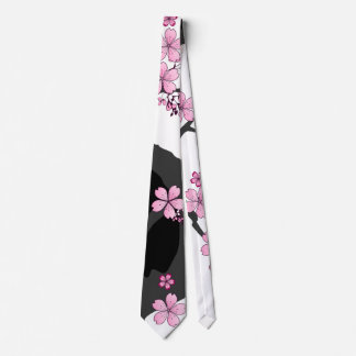 Japanisch Kimono Schwarz-Weiß-Rosa Sakura Krawatte