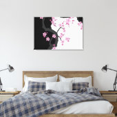 Japanisch Kimono Schwarz-Weiß-Rosa Sakura Leinwanddruck (Insitu (Schlafzimmer))