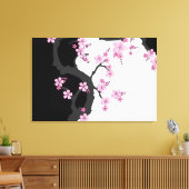 Japanisch Kimono Schwarz-Weiß-Rosa Sakura Leinwanddruck (Insitu (Wohnzimmer))