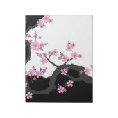 Japanisch Kimono Schwarz-Weiß-Rosa Sakura Notizblock (Rotiert)