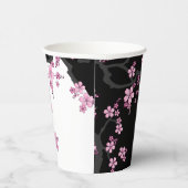 Japanisch Kimono Schwarz-Weiß-Rosa Sakura Pappbecher (Rechts)