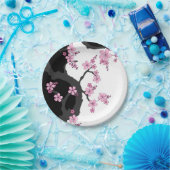 Japanisch Kimono Schwarz-Weiß-Rosa Sakura Pappteller (Party)