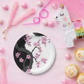 Japanisch Kimono Schwarz-Weiß-Rosa Sakura Pappteller (Party)