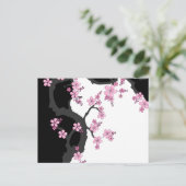 Japanisch Kimono Schwarz-Weiß-Rosa Sakura Postkarte (Stehend Vorderseite)