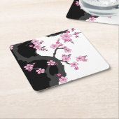 Japanisch Kimono Schwarz-Weiß-Rosa Sakura Rechteckiger Pappuntersetzer (angewinkelt)