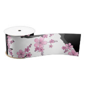 Japanisch Kimono Schwarz-Weiß-Rosa Sakura Satinband (Spule)