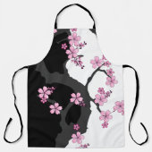 Japanisch Kimono Schwarz-Weiß-Rosa Sakura Schürze (Vorderseite)