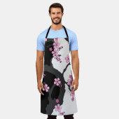 Japanisch Kimono Schwarz-Weiß-Rosa Sakura Schürze (Getragen)