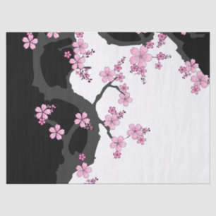 Japanisch Kimono Schwarz-Weiß-Rosa Sakura Seidenpapier