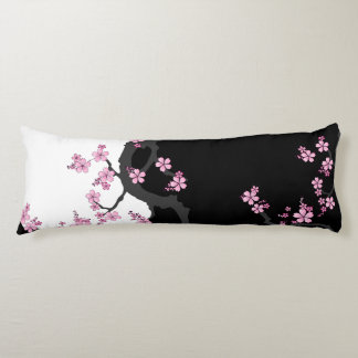 Japanisch Kimono Schwarz-Weiß-Rosa Sakura Seitenschläferkissen